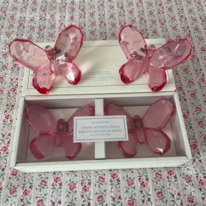 Pottery Barn Kids Pink Crystal Butterfly Finials - 2 Sets